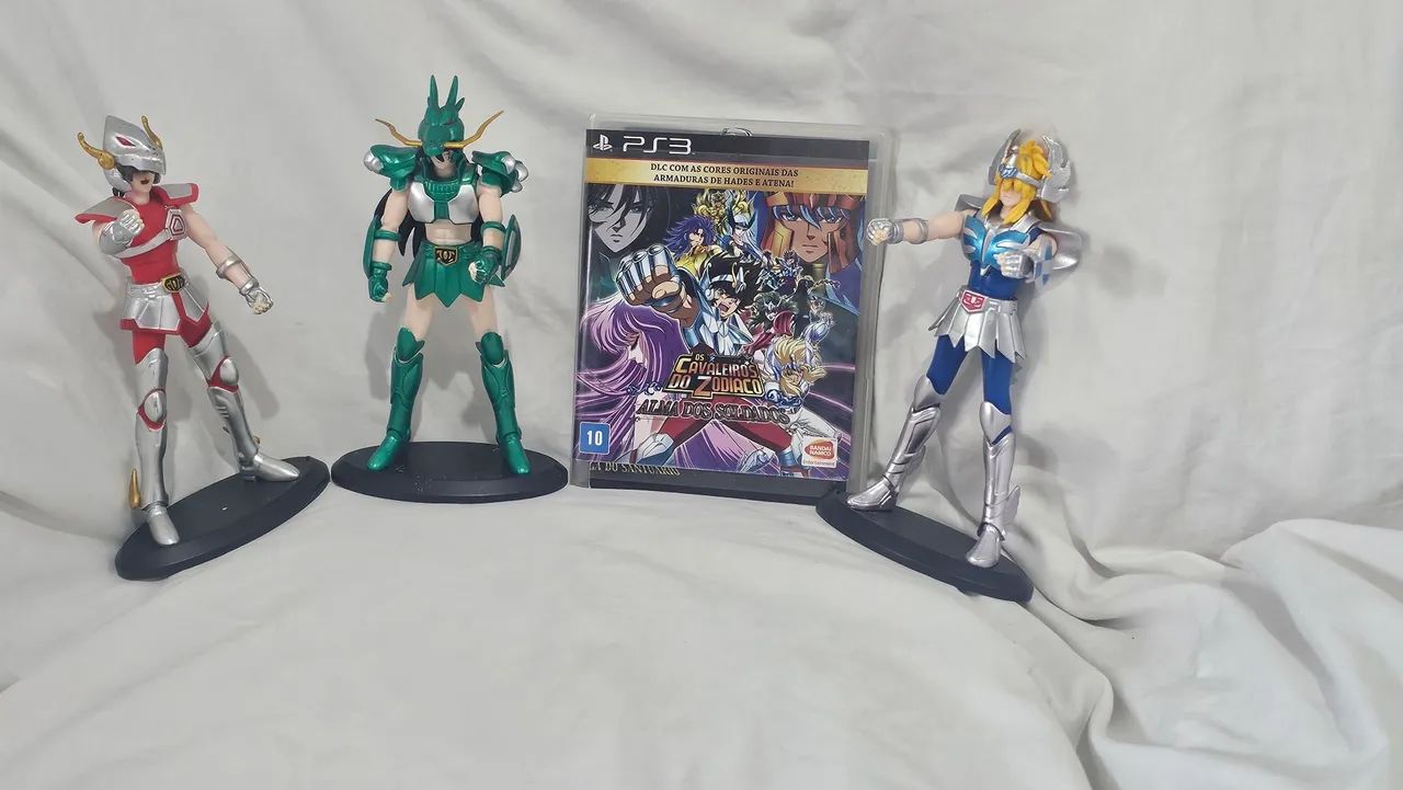 3 Figuras Cavaleiros do Zodíaco + Jogo PS3 ALMA DOS SOLDADOS item de colecionador - Foto 2