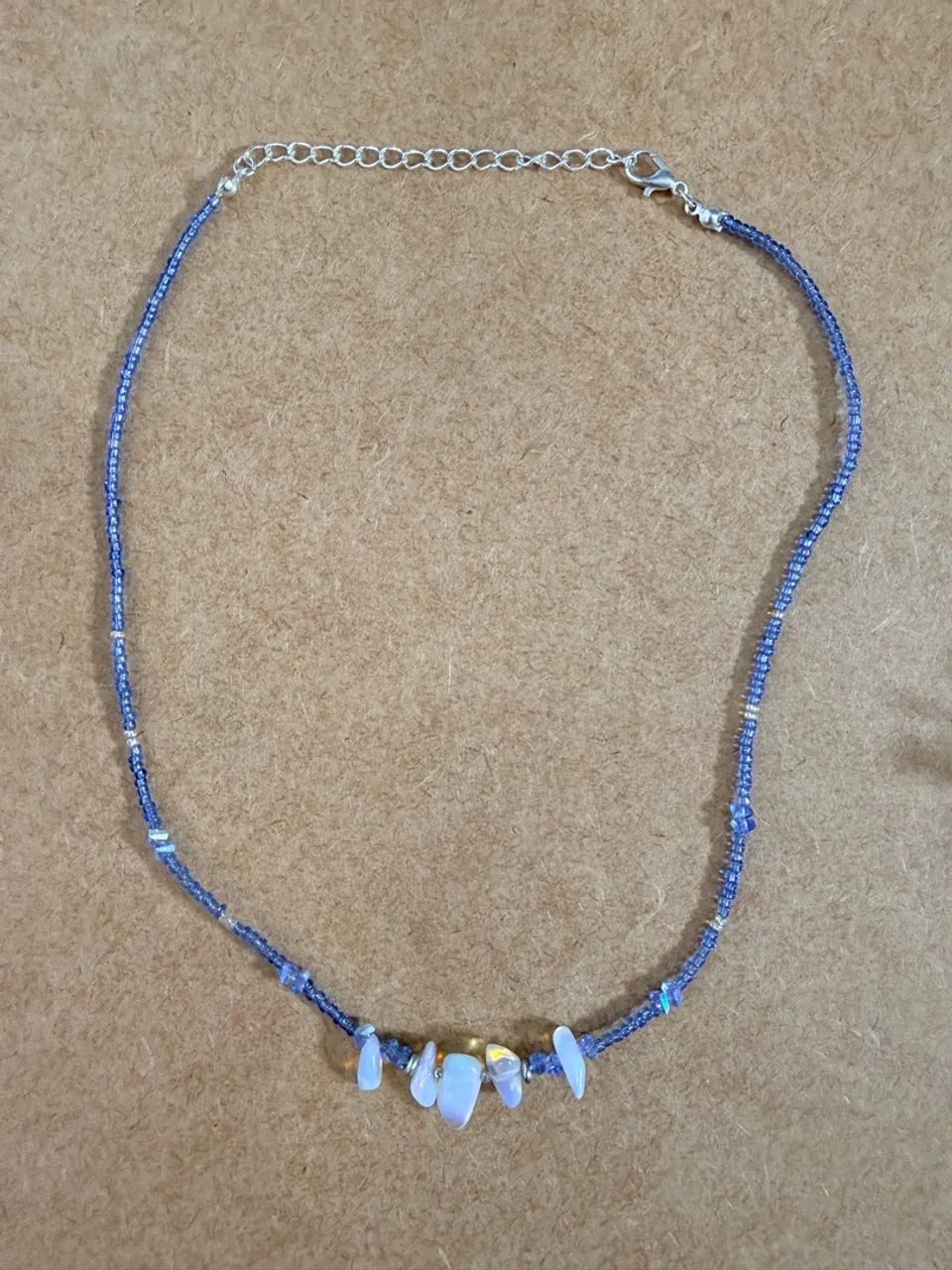Choker Delicada Tons Azuis & Pedra da Lua / Opalina - Foto 2