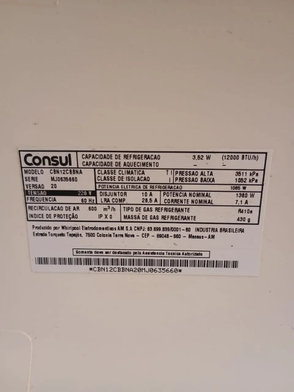 Ar Condicionado Split 12000 BTUS Consul 220v - Cbn12cbbna - Foto 4