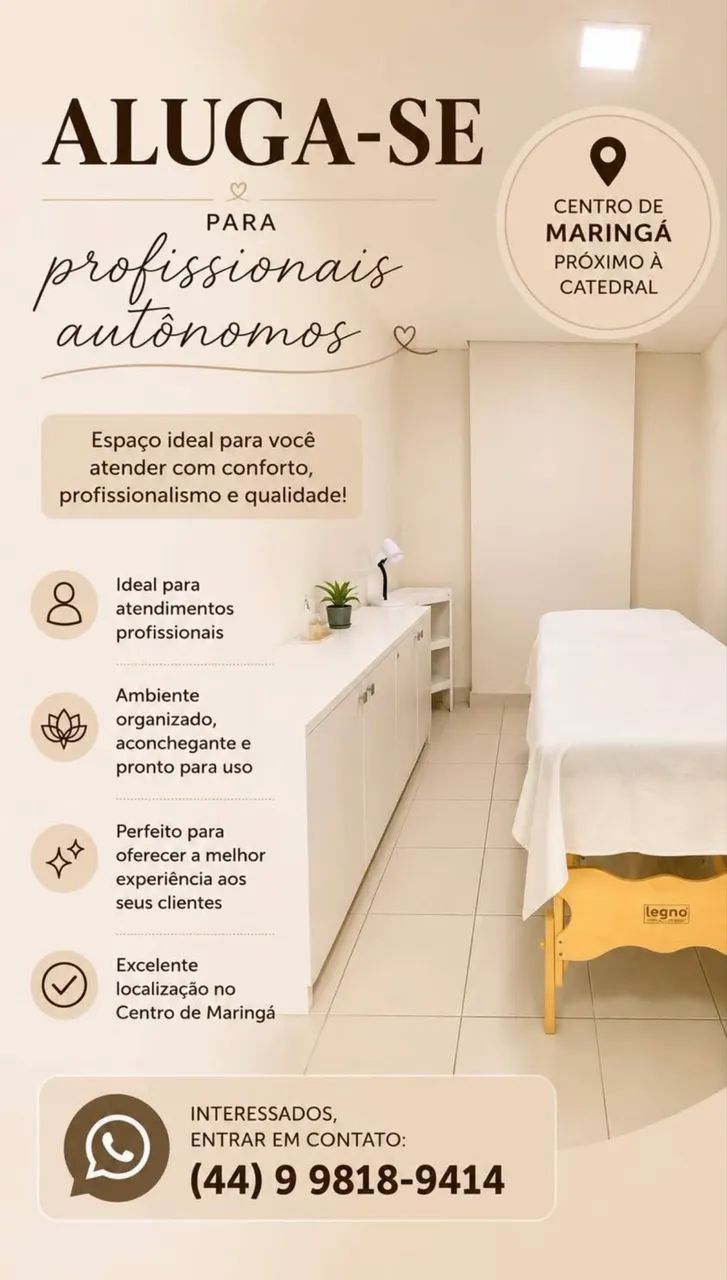 Aluga-se sala para profissionais autônomos no centro em Maringá 