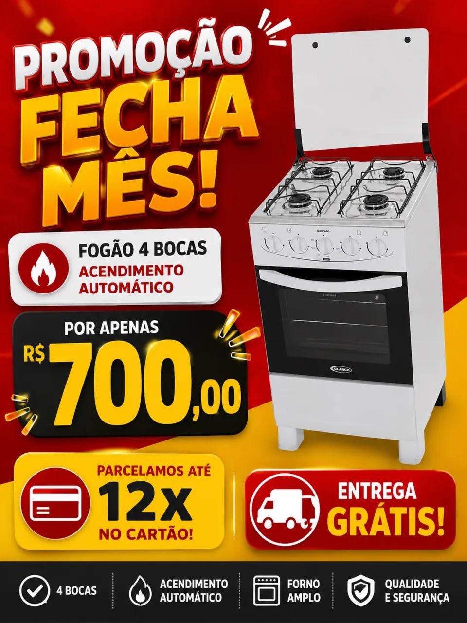 Fogão 4 bocas 