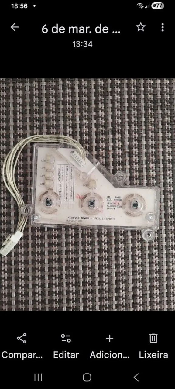 Placa interface lavadora Eletrolux 