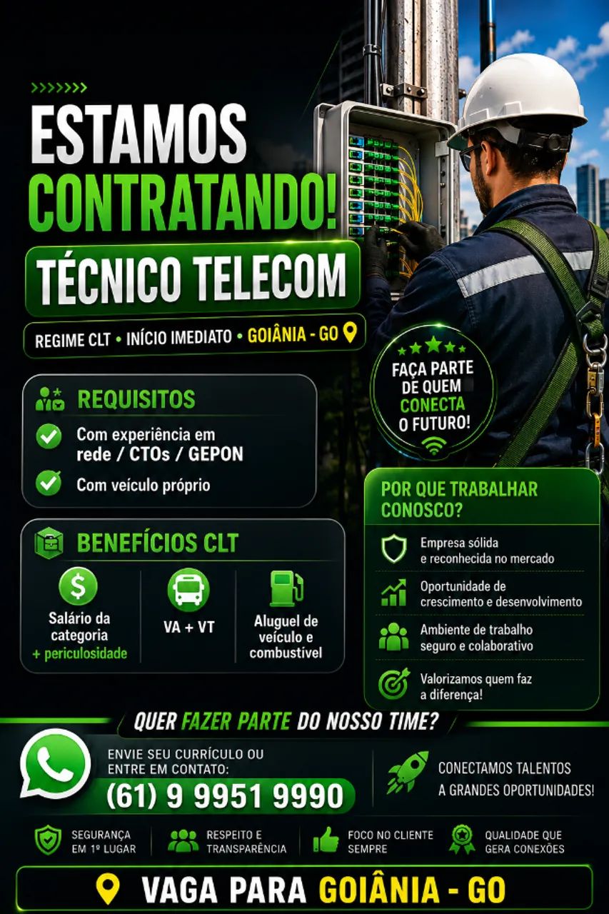 Técnico Telecom com experiência em rede