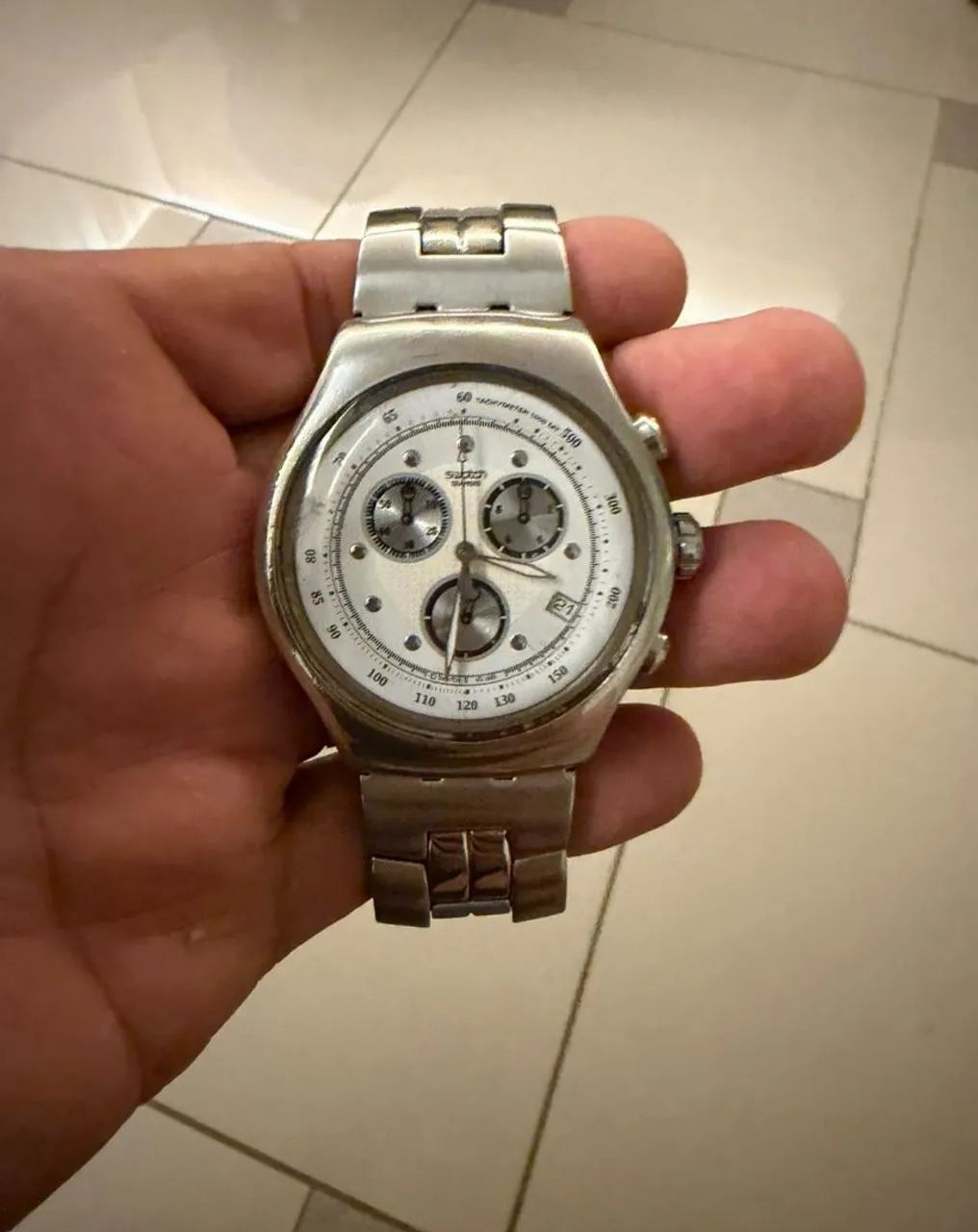 SWATCH PRATA CARA BRANCA 