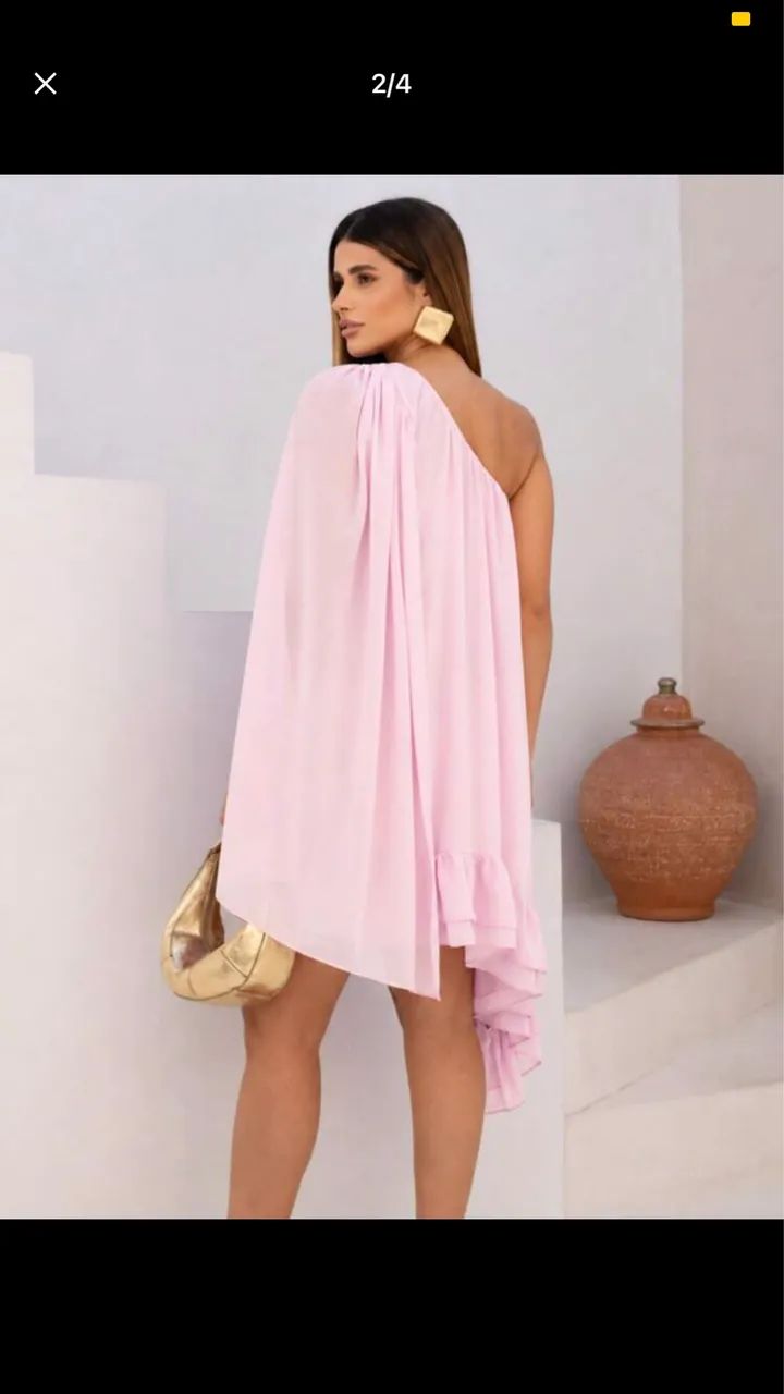 Vestido curto rose e vestido longo estampado  - Foto 2