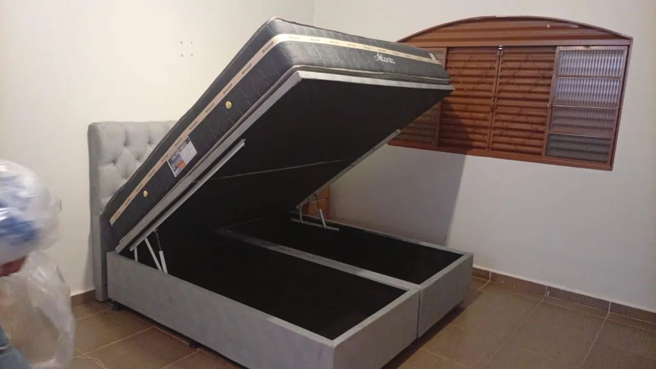 Cama box super king colchão base baú  e cabeceira  - Foto 2