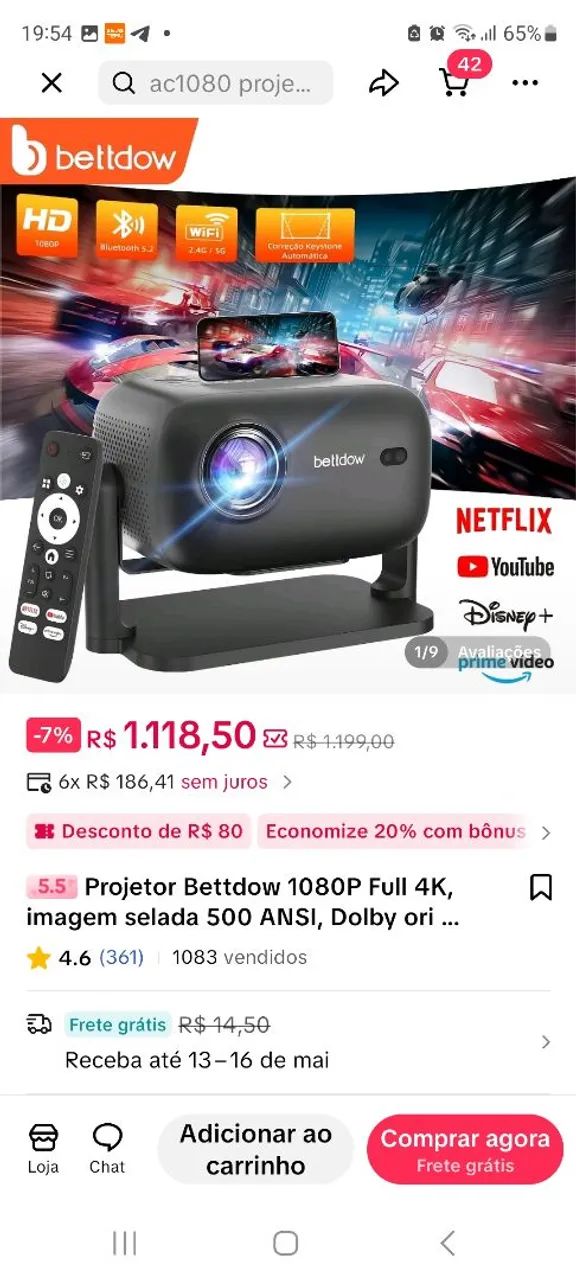 Projetor bettdow 4k ac1060 - Foto 2