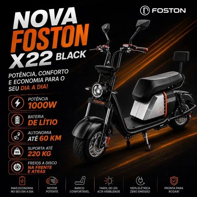 Moto Elétrica Foston X22  1000W - Bateria de Lítio - Foto 2
