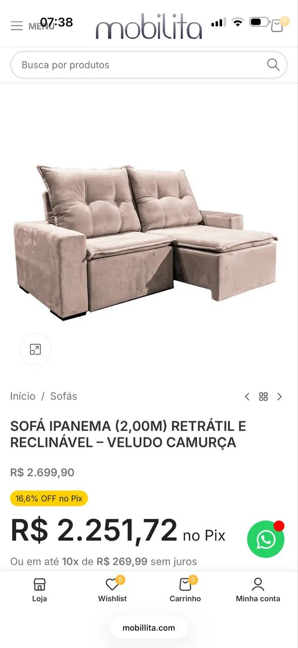 VENDO SOFÁ RETRÁTIL E RECLINÁVEL - 2,00M  - Foto 5
