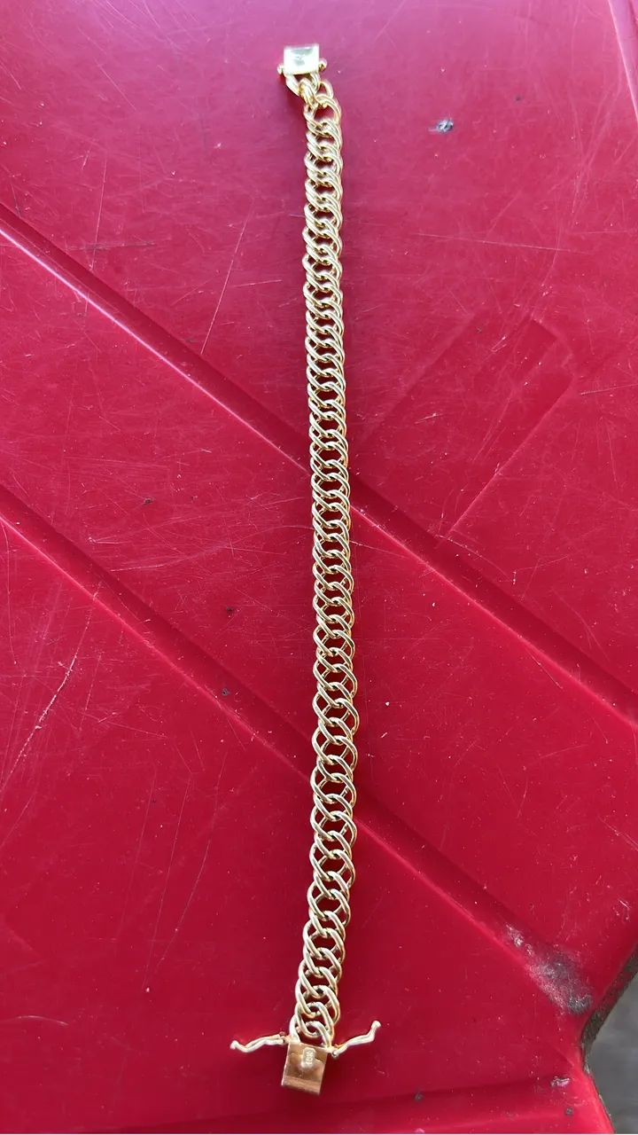 Pulseira ouro 18k grumet duplo 