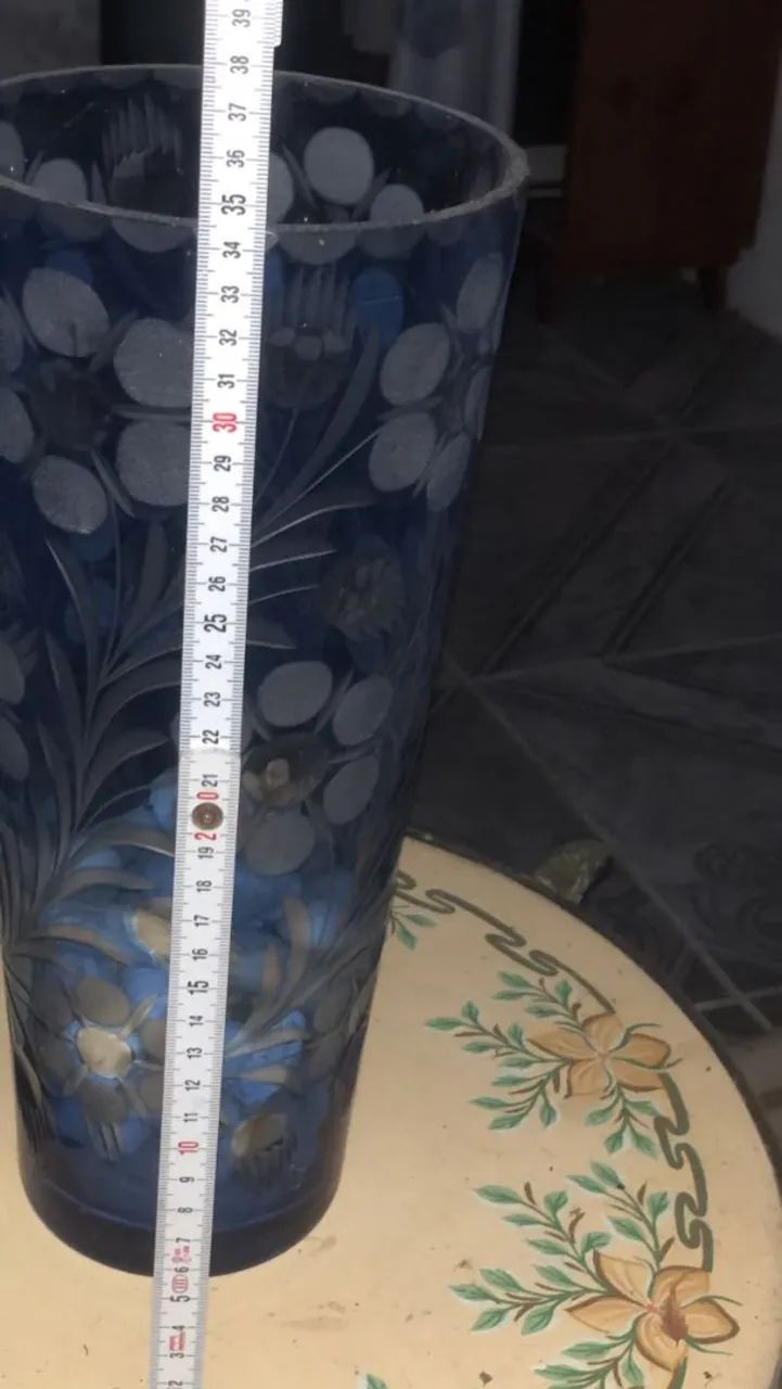 Vaso lapidado azul cobalto - Foto 3
