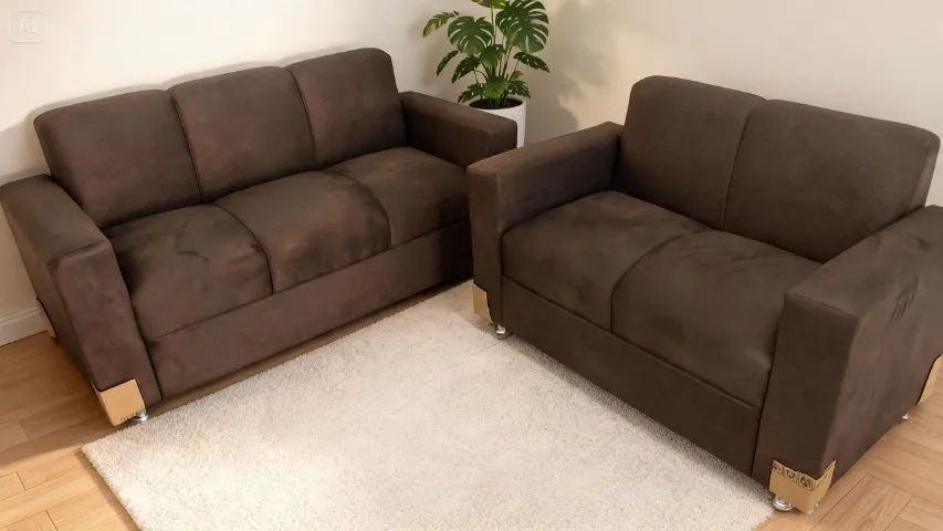 Sofá 2 e 3 Lugares Suede Caramelo D33 Durável - Foto 3