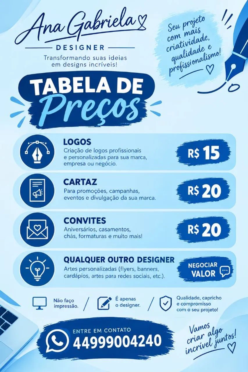 Designer com artes incríveis para o seu evento.