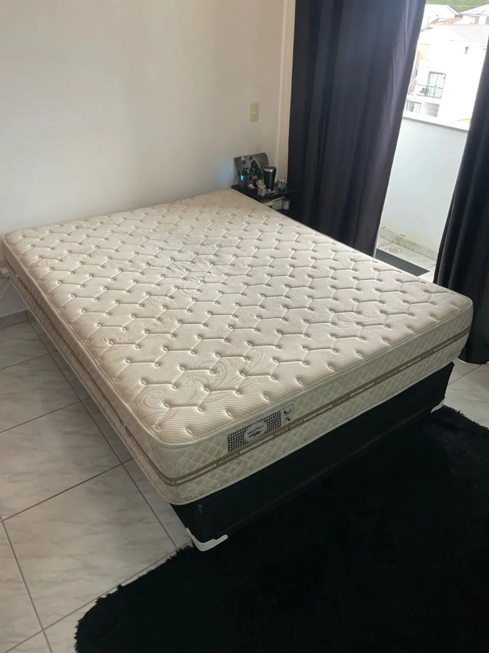 CAMA DE CASAL - COLCHÃO QUEEN ECOFLEX + BASE BOX DE CASAL PRETA - Foto 2