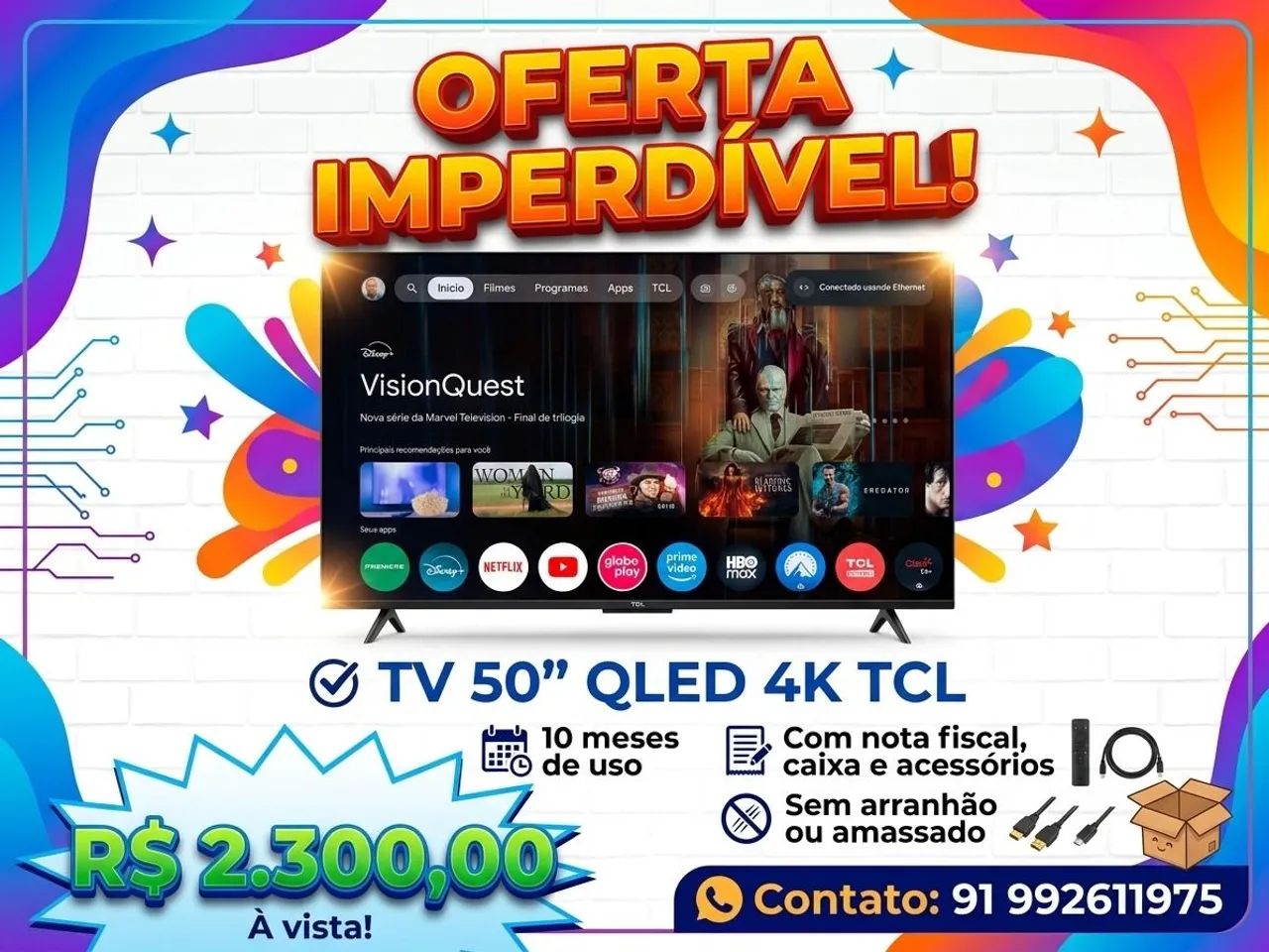 TV TCL 50" 4K QLED