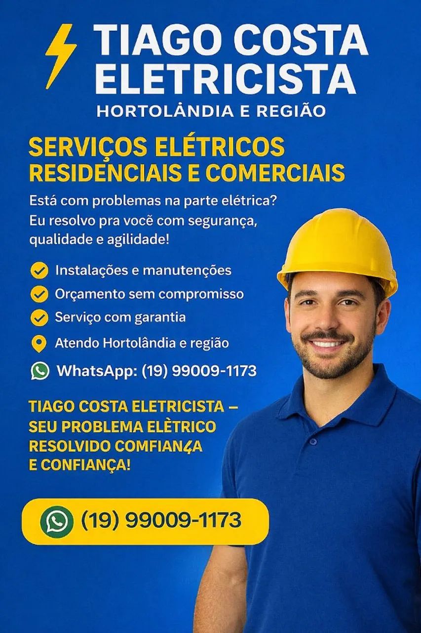 Eletricista predial e comercial. 