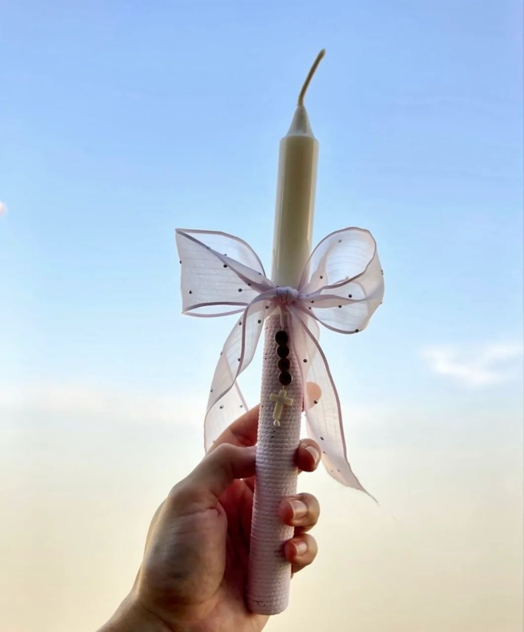 Vela personalizada para batizado, comunhão e crisma.