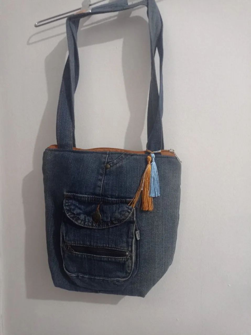 Bolsa jeans feminina peça única 