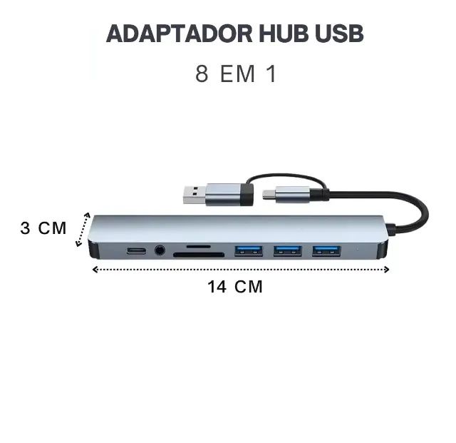 Hub USB-C / USB-A 8 em 1 Premium - Foto 3