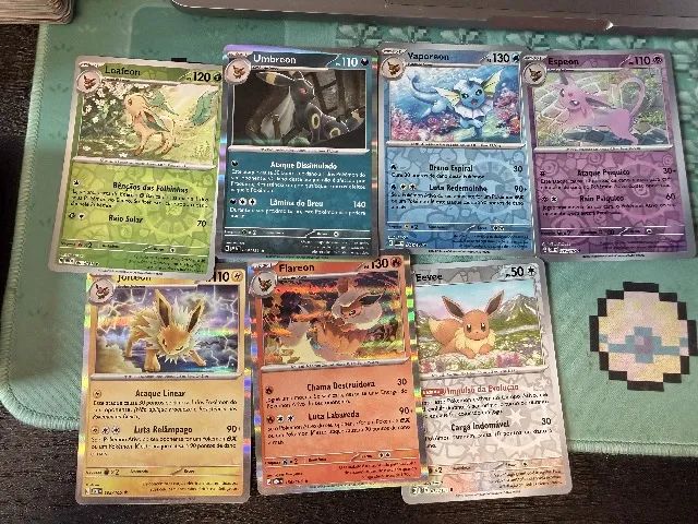 Eevee+Todas Eeveelutions evoluções Prismaticas - Pokemon TCG