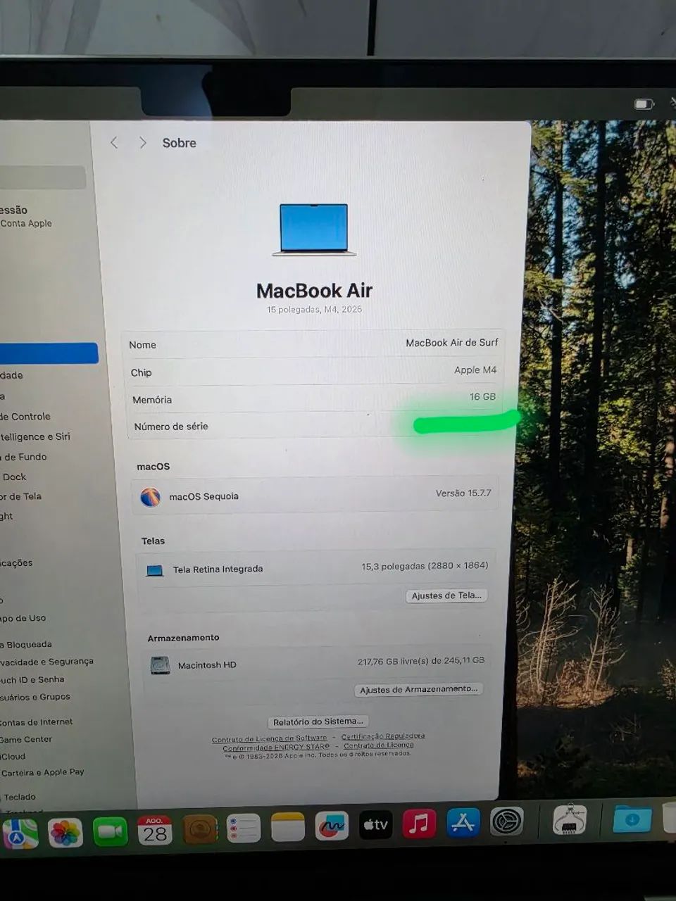 Apple macbook air m4 16 polegadas A3241 m4 16gb 256ssd zerada.  - Foto 2