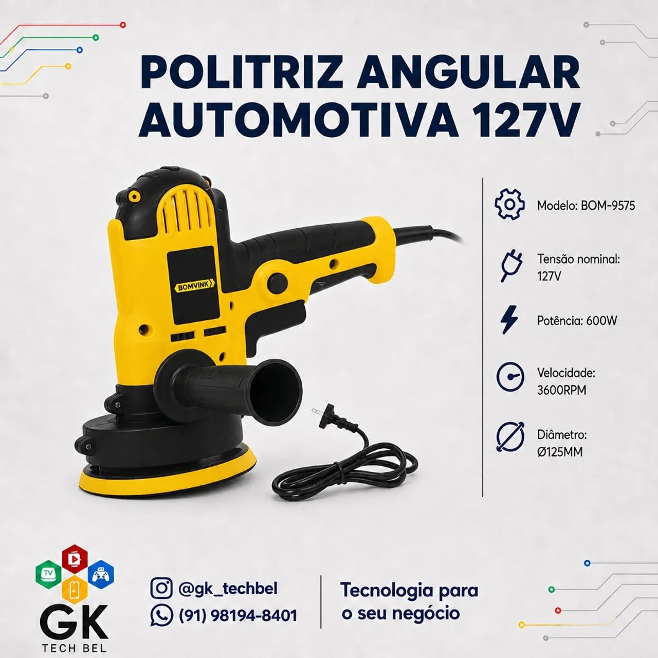 Politriz Angular 600W 127V (entrega gratis)