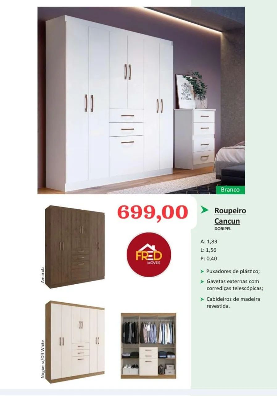 Guarda roupa Cancun , entrega e monta, super promoção 