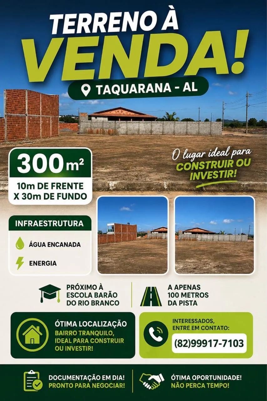 Vendo ou troco terreno em Taquarana-AL