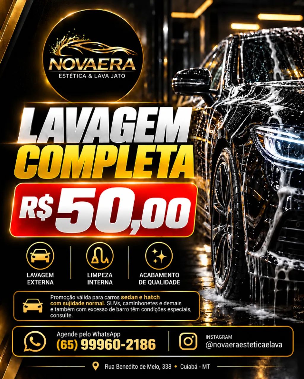 Lavagem completa R$ 50,00 (lava jato)