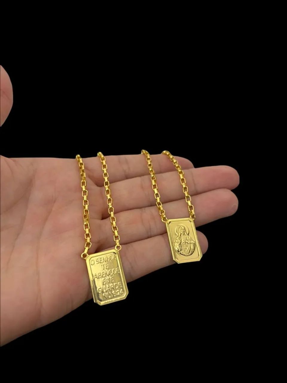 Escapulário 03mm banhado a ouro 18k 