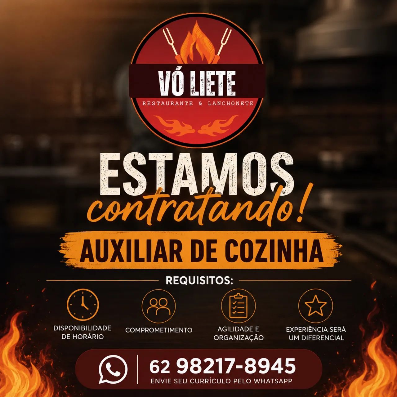 Vaga auxiliar de cozinha 