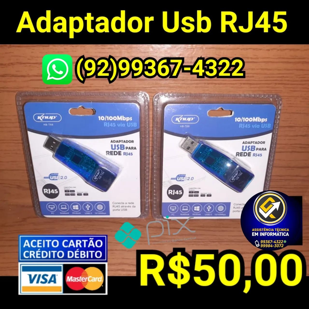 Adaptador de Rede Rj45 USB PC e Notebook 