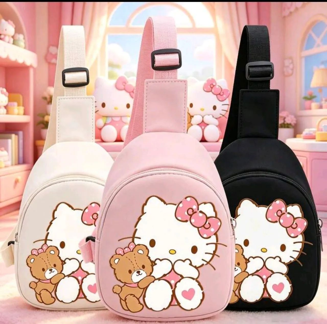 BOLSA TRANSVERSAL HELLO KITTY BEGE - Foto 2