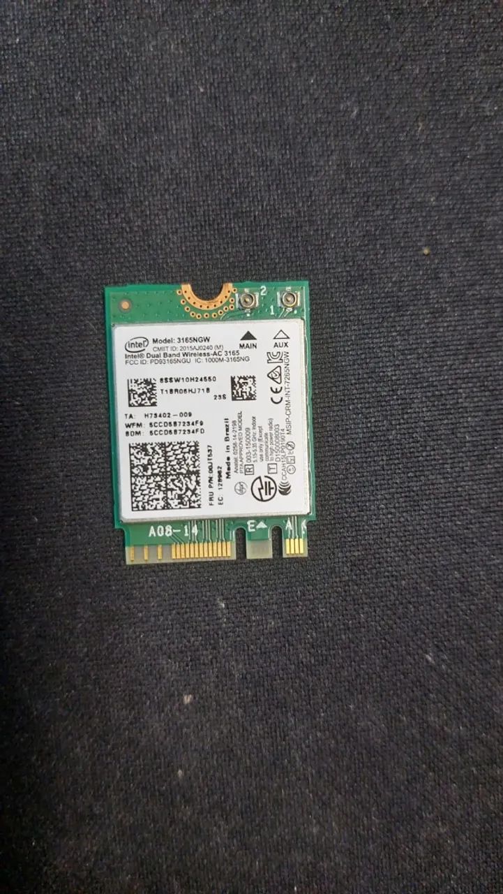Placa de Rede Wi-Fi + Bluetooth Intel Dual Band Wireless-AC 3165 (M.2 NGFF) - Foto 2