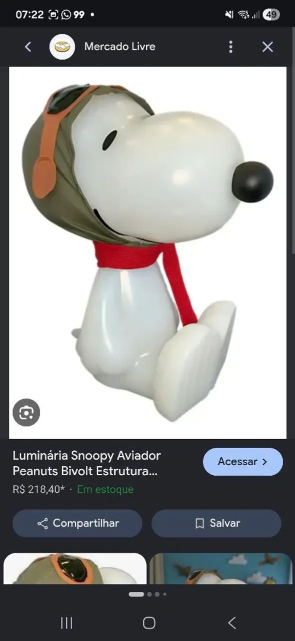 LUMINÁRIA SNOOPY AVIADOR 3D - Foto 4