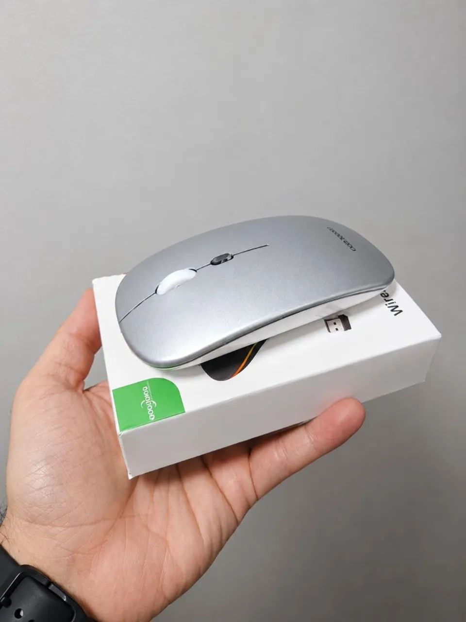 Mouse Sem Fio Prata - Bluetooth + 2.4g