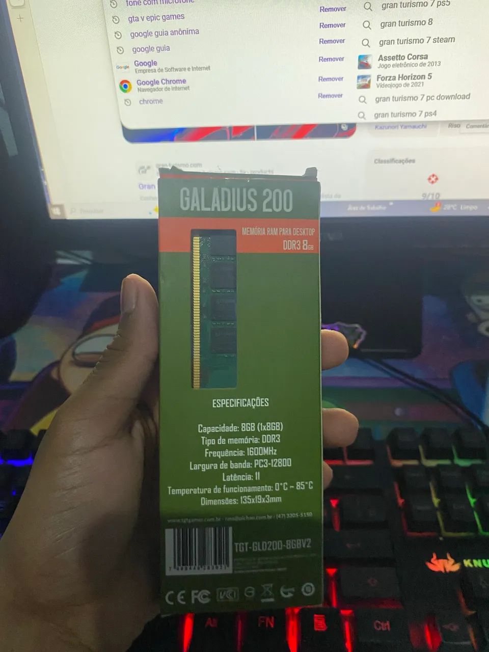 Vendo memória ram 8gbDDR3