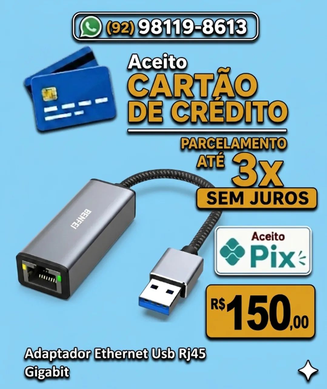 Adaptador USB Para Rede RJ45 GigaBit