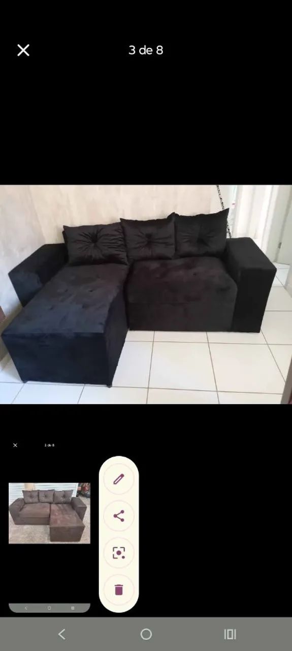 Sofá Chaise  Tecido Suede diversas cores<br>Sofá com Chaise Florença Tecido Suede 2 - Foto 5