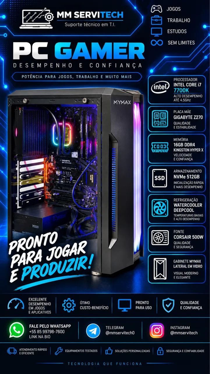 PC Gamer Intel i7 7700k - Computadores e Desktops - Cidade dos