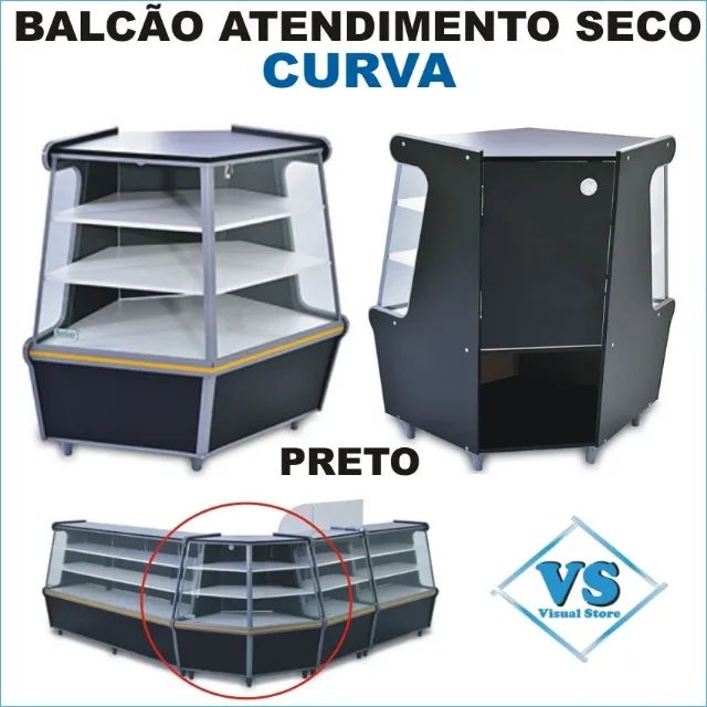 Balcão Curva Seco Cor Preto Módulo para formar o Canto 