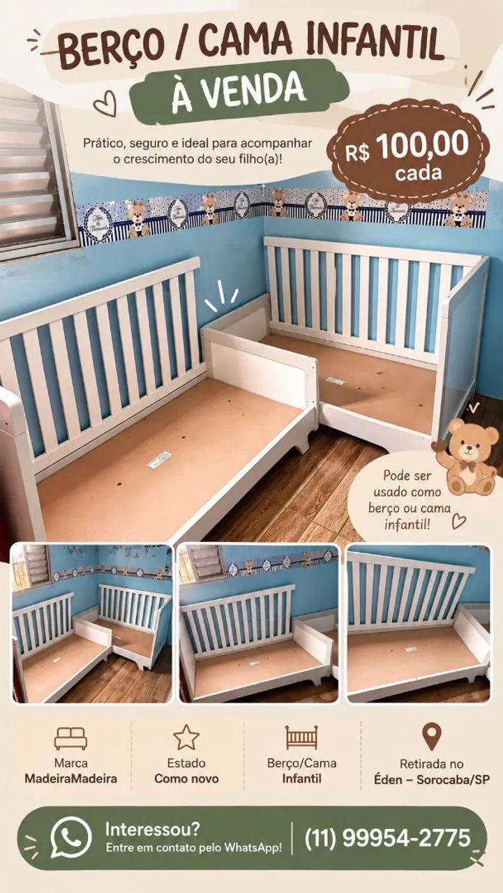 Berço/ Cama Infantil MDF 
