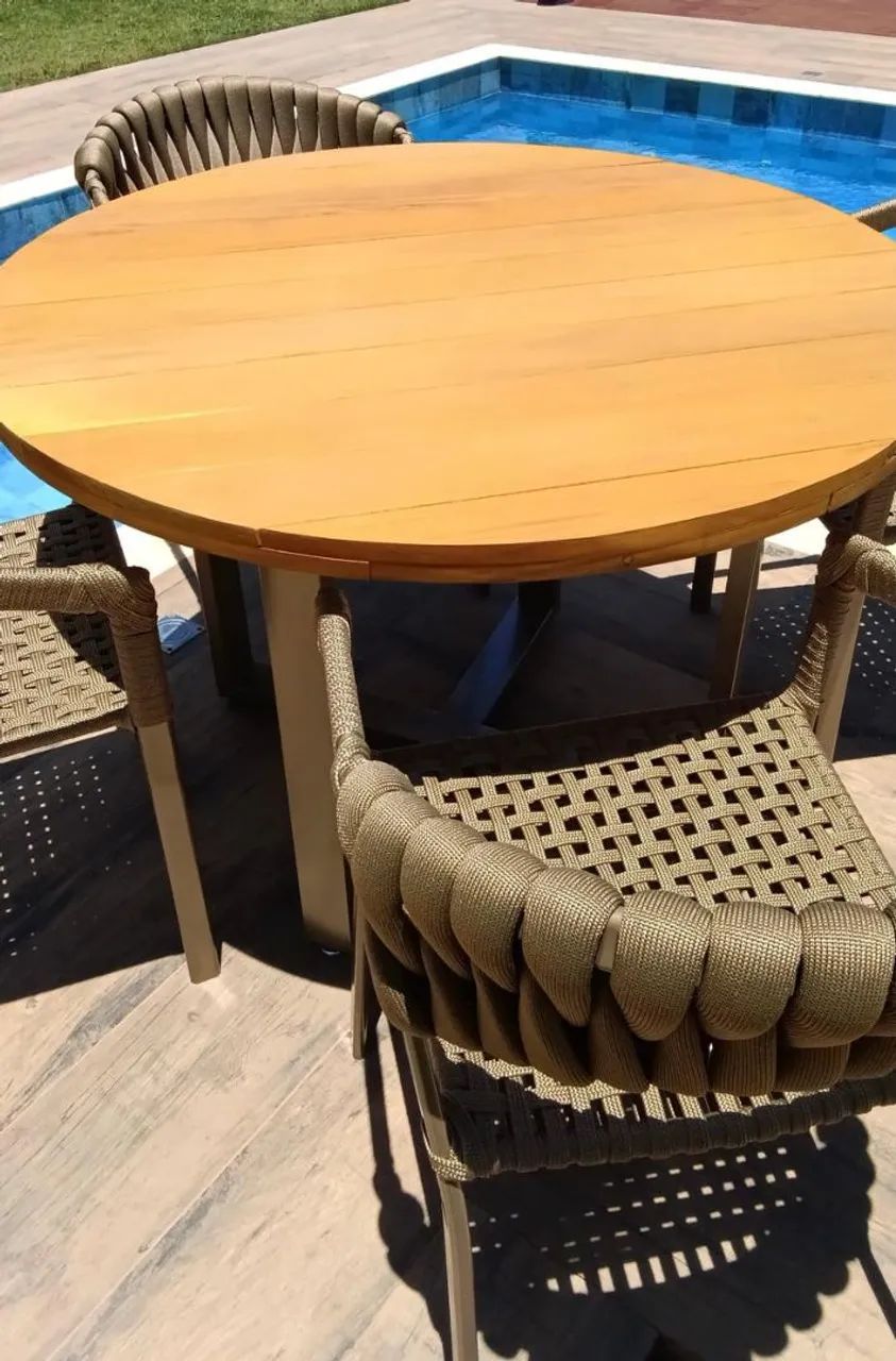 Conjunto mesa e cadeiras tricô corda náutica  - Foto 3