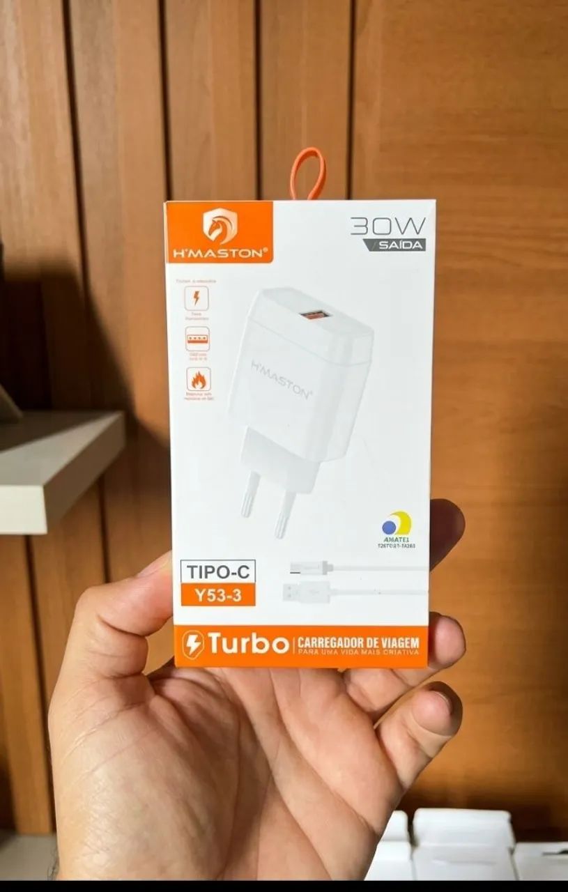 Carregador De Celular Super Rápido 30W H'Maston Com Cabo 1m - Foto 2