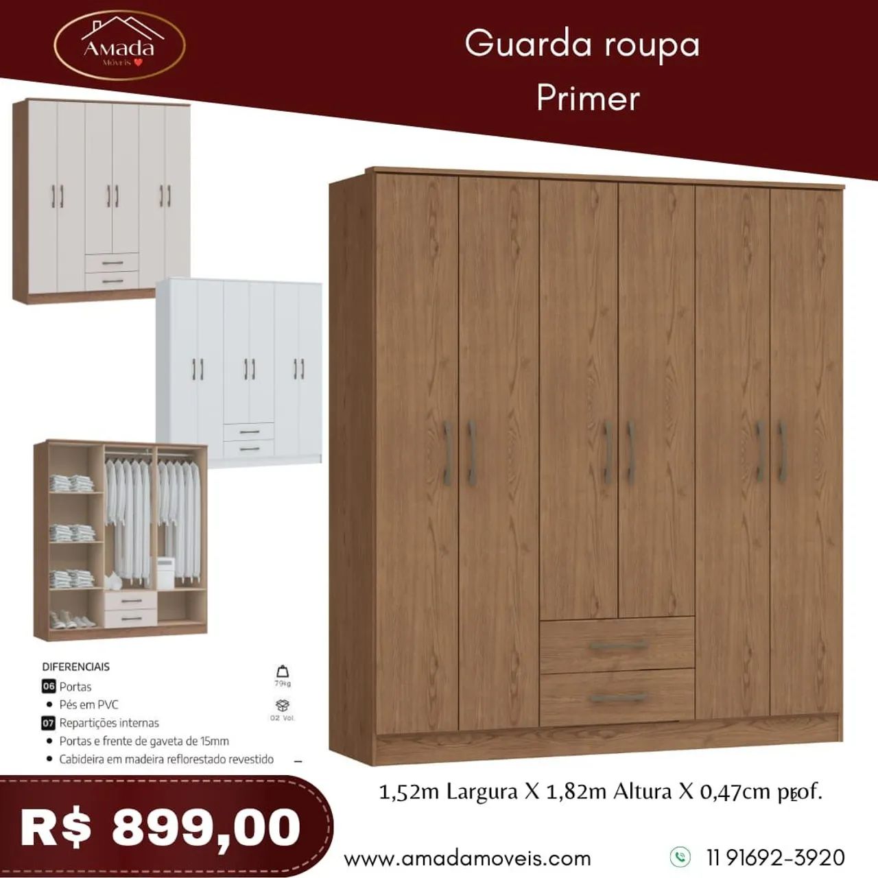 Guarda roupa Primer - à pronta entrega 