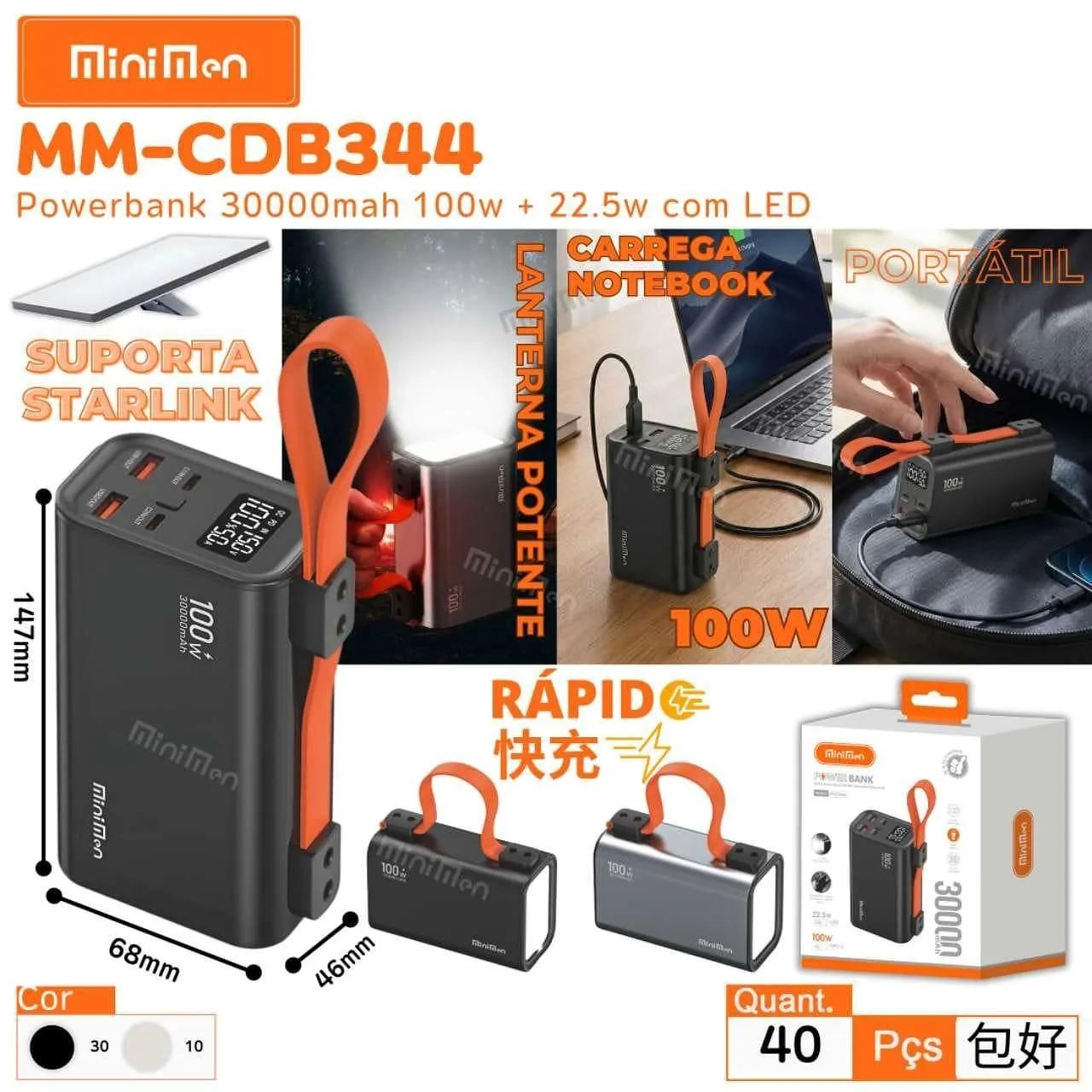 Powerbank 30.000 mAh Minimen compatível Starlink - Foto 2