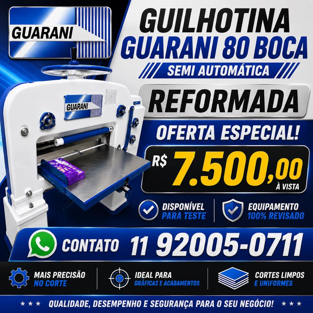 Guilhotina Guarani 80 boca semi automática reformada 