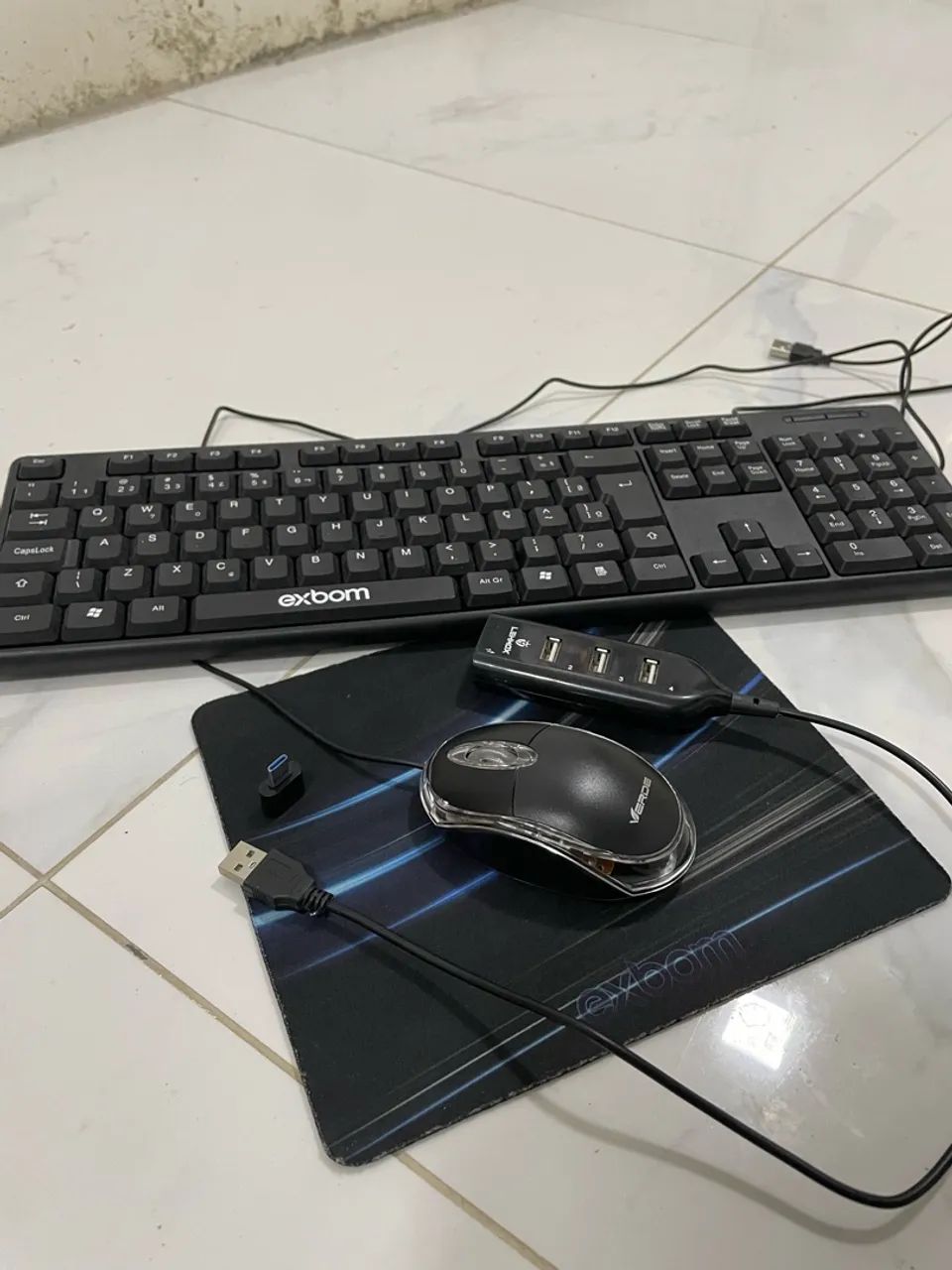 Kit teclado,mouse pad hub,mouse e entrada tipo c