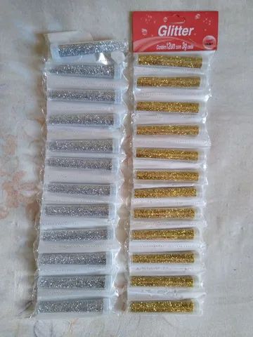 24 unidades de glitter dourado e prata