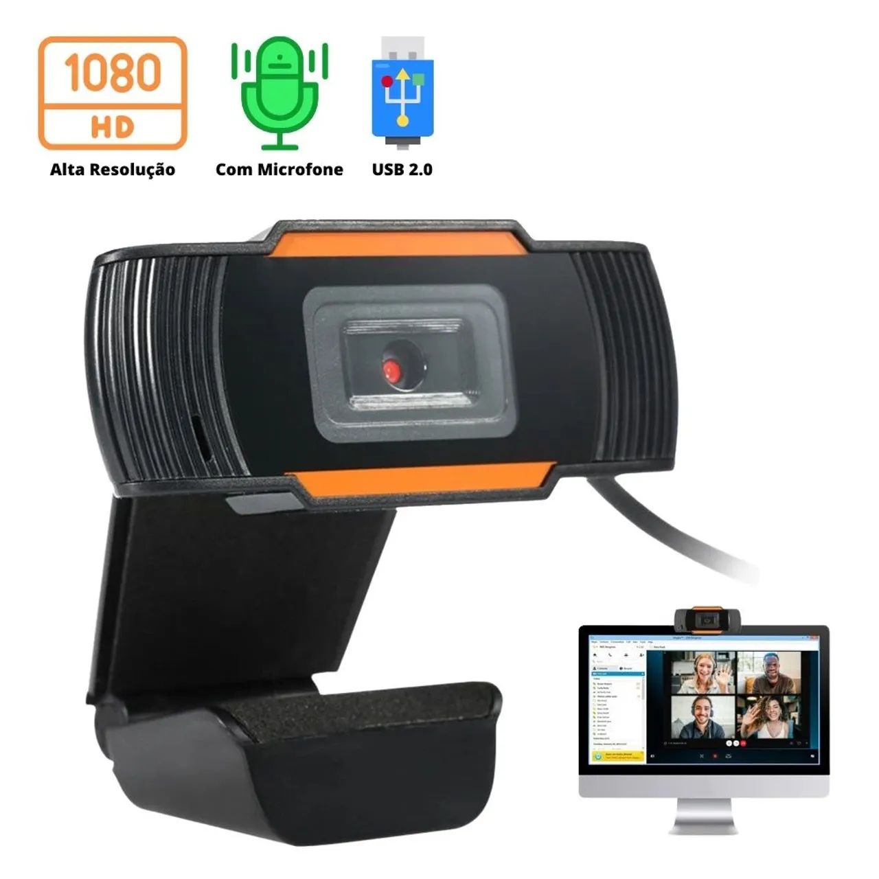Webcam alta resolução 1080p Hd Usb Foco Automático Com Microfone - Foto 5